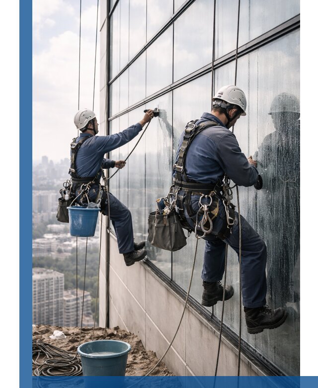 Профессиональная мойка фасадных окон альпинистами в Устях-Лабинске