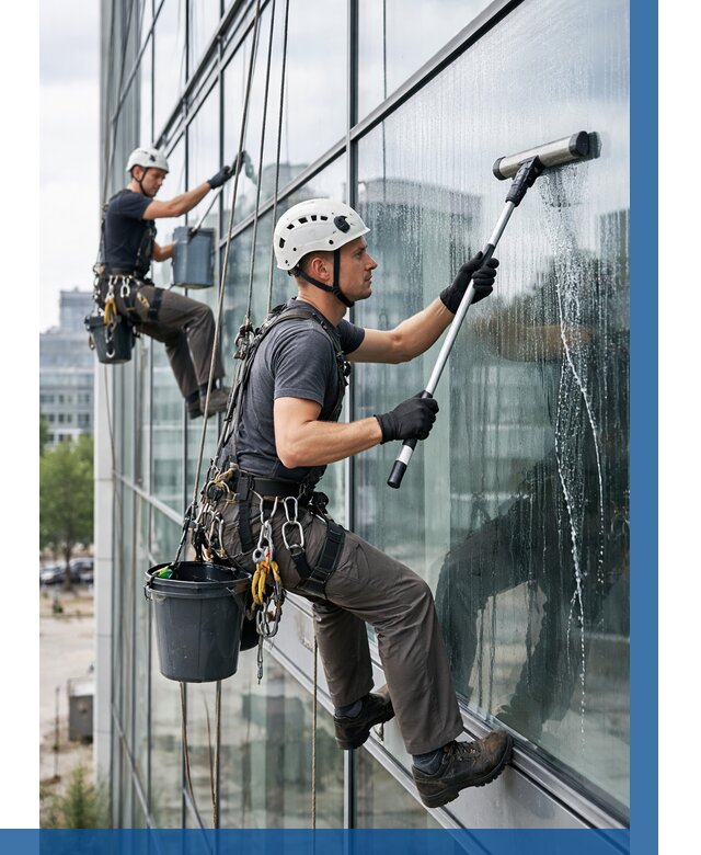 Мойка витражей альпинистами в Устях-Лабинске от 715 р. под ключ|ВЫСОТНИК-Улб