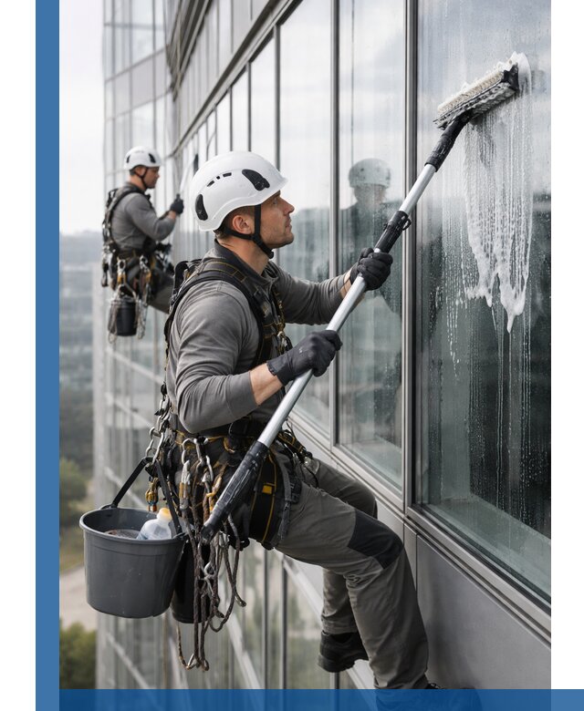 Высотная мойка сплошного остекления с выездом в Устях-Лабинске