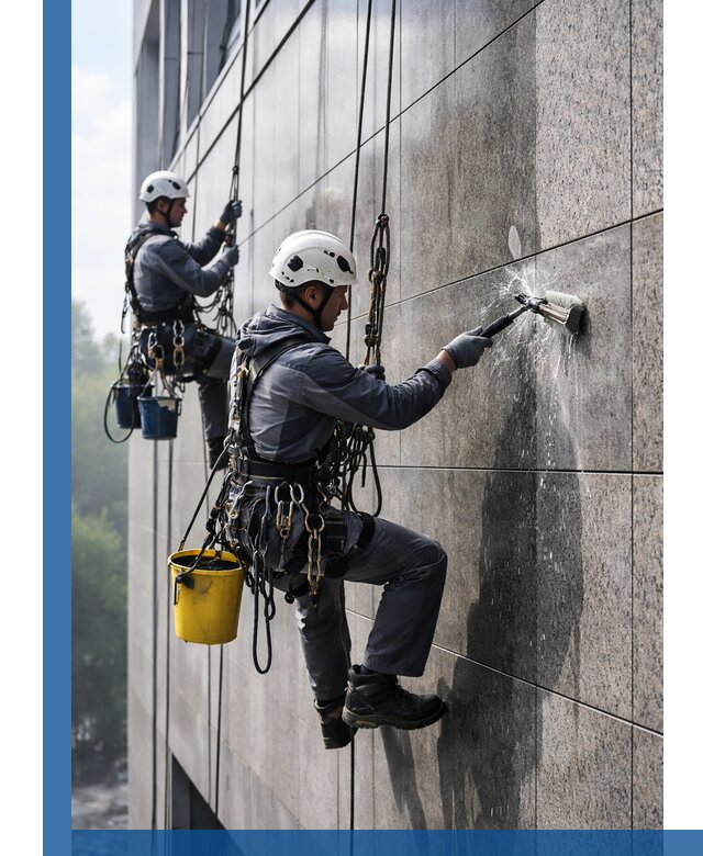 Профессиональная мойка фасада из керамогранита в Устях-Лабинске