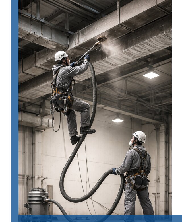 Обеспыливание потолочных конструкций в Устях-Лабинске промышленным альпинизмом