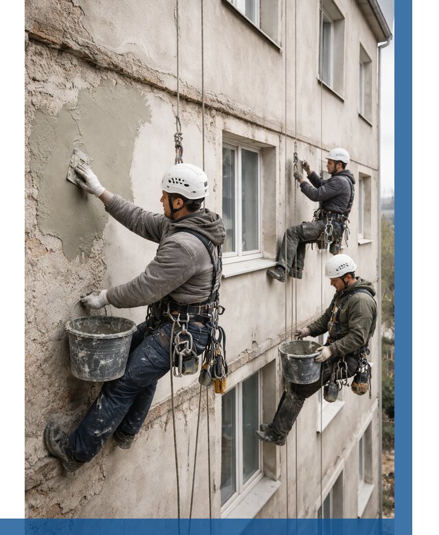 Ремонт штукатурного фасада в Устях-Лабинске от 766 р. под ключ | ВЫСОТНИК-Улб