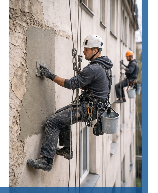 Восстановление штукатурки фасада в Устях-Лабинске от 1226 р. | ВЫСОТНИК-Улб