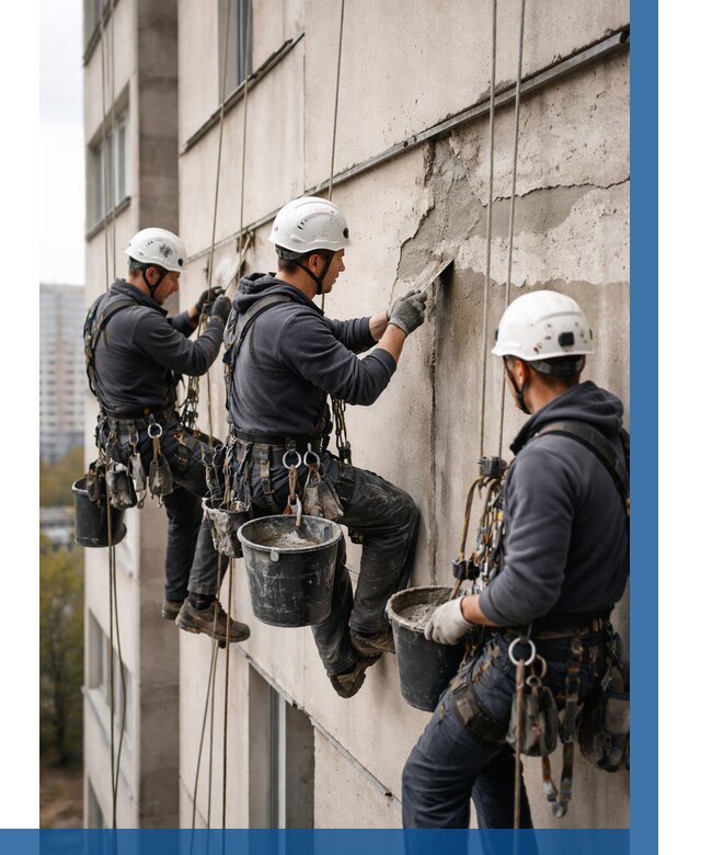 Ремонт бетонных элементов фасада в Устях-Лабинске от 2554 р. | ВЫСОТНИК-Улб