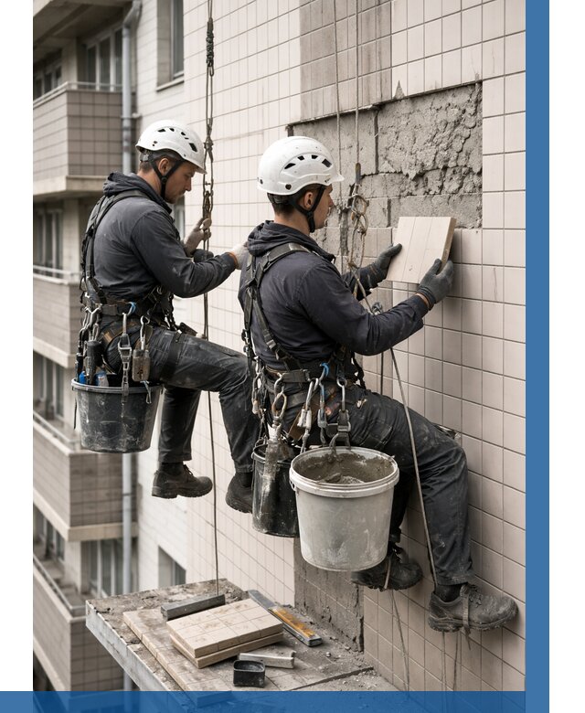 Ремонт облицовки фасада плиткой в Устях-Лабинске от 1839 р. | ВЫСОТНИК-Улб