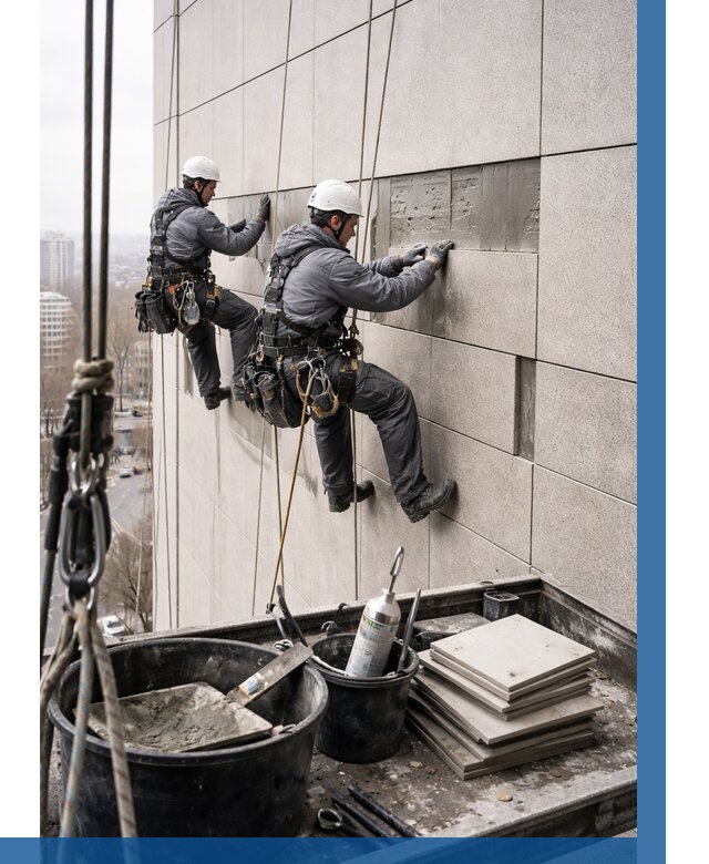 Ремонт фасада из керамогранита в Устях-Лабинске от 2554 р. | ВЫСОТНИК-Улб