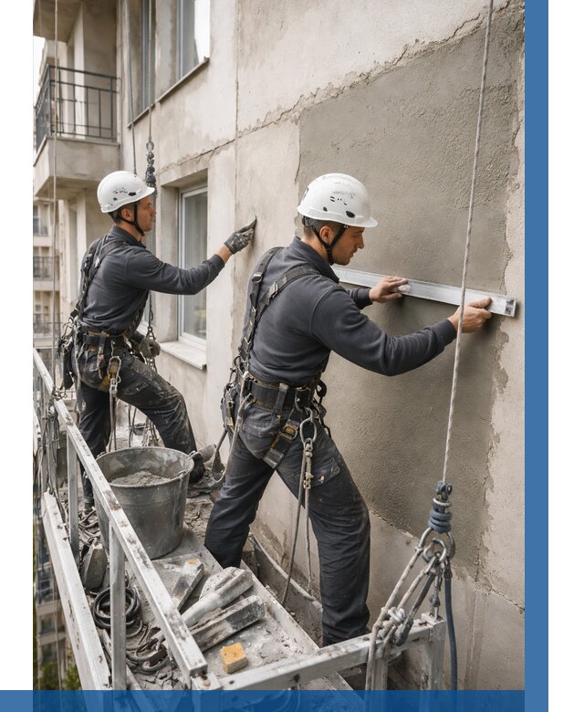 Штукатурка фасада на высоте в Устях-Лабинске от 919 р. | ВЫСОТНИК-Улб