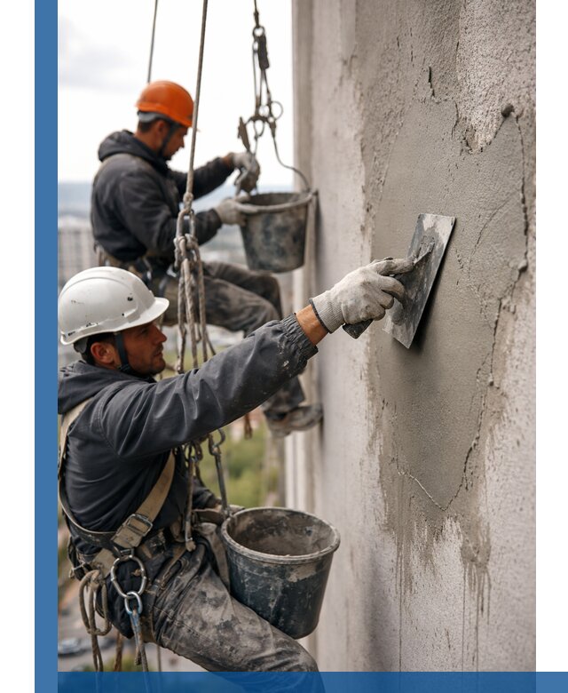 Штукатурка фасада на высоте в Устях-Лабинске профессиональные работы