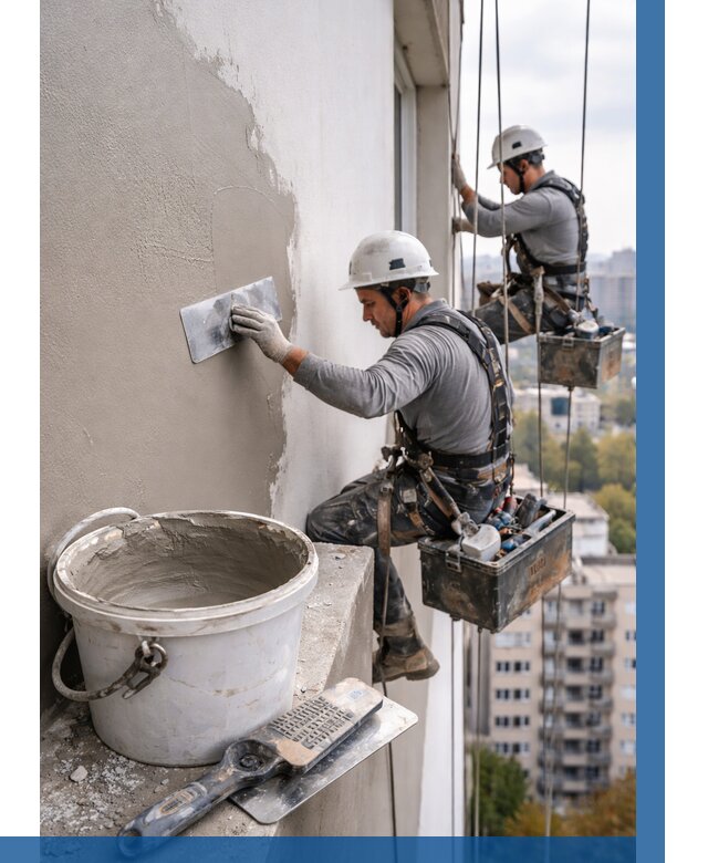 Шпаклевка фасада на высоте в Устях-Лабинске от 715 р. | ВЫСОТНИК-Улб