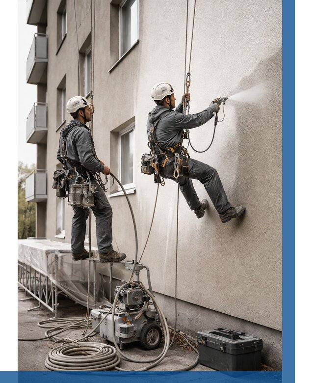 Безвоздушная покраска фасада в Устях-Лабинске от 225 р/м² | ВЫСОТНИК-Улб