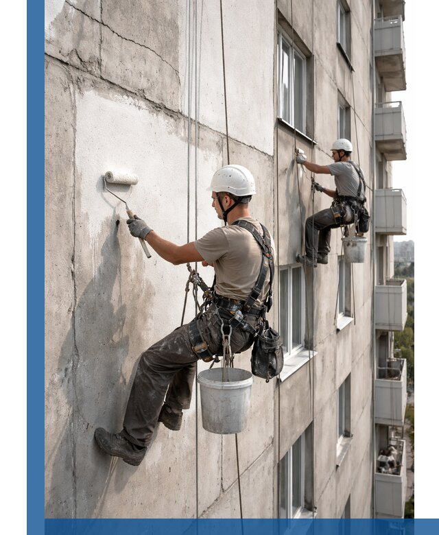 Покраска бетонного фасада в Устях-Лабинске для жилых и промышленных объектов