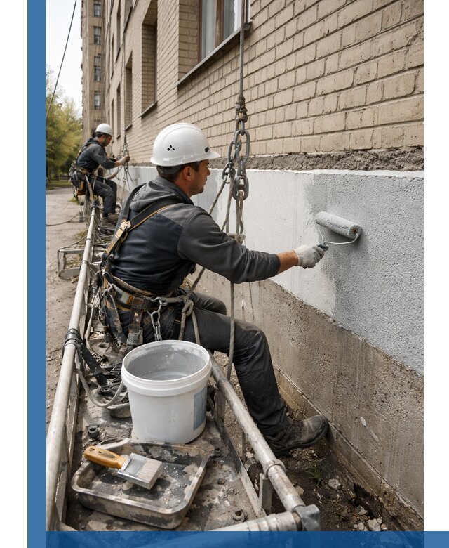 Окраска цоколя здания в Устях-Лабинске профессионально и надежно