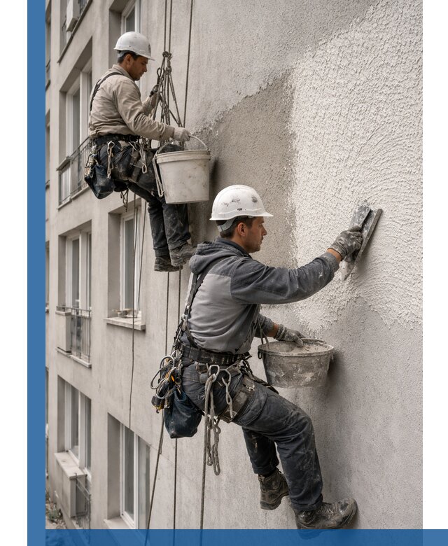 Нанесение декоративной штукатурки короед на фасад в Устях-Лабинске