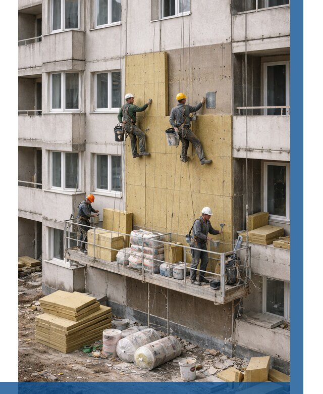 Утепление фасада минватой в Устях-Лабинске от 1532 р. | ВЫСОТНИК-Улб