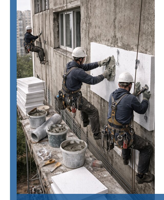 Утепление фасада пенополистиролом в Устях-Лабинске под ключ