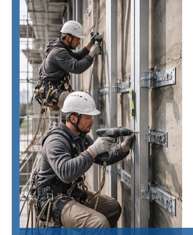 Монтаж и крепление подсистемы вентфасада в Устях-Лабинске