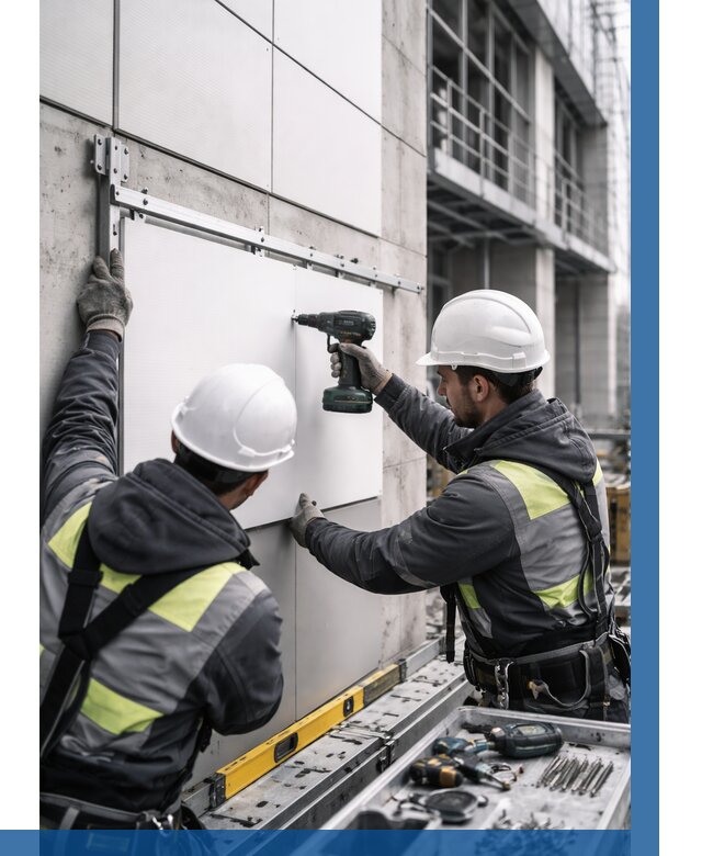 Монтаж композитных панелей фасада в Устях-Лабинске от 2554 р. | ВЫСОТНИК-Улб