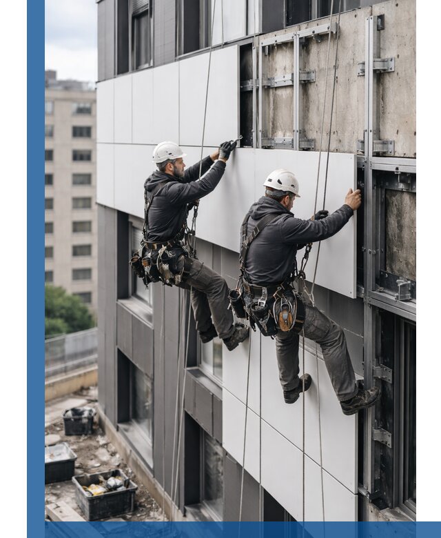 Монтаж композитных панелей фасада в Устях-Лабинске под ключ