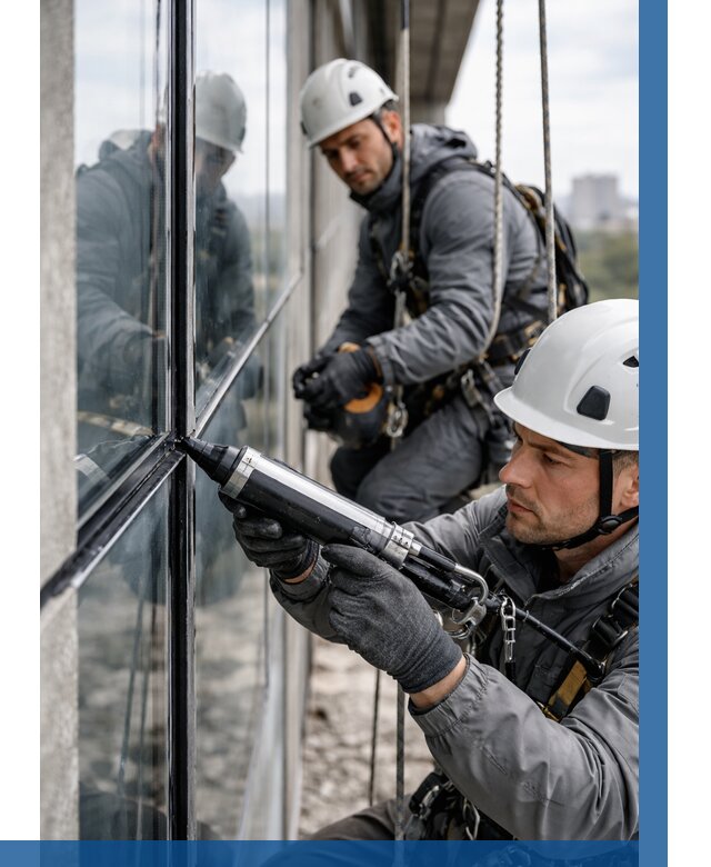 Герметизация витражных швов в Устях-Лабинске от 664 р. | ВЫСОТНИК-Улб