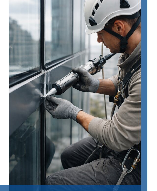 Герметизация стыков витража в Устях-Лабинске от 1226 р. | ВЫСОТНИК-Улб