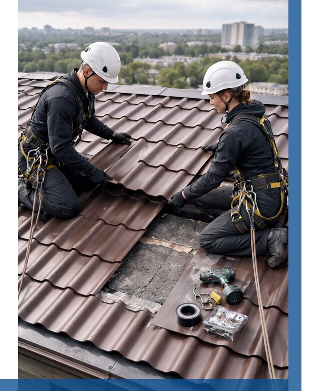 Ремонт металлочерепицы на крыше в Устях-Лабинске от 919 р. | ВЫСОТНИК-Улб