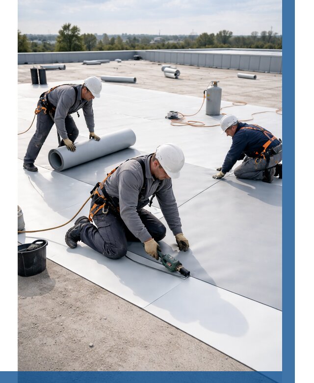 Монтаж мембранной кровли под ключ в Устях-Лабинске от 1226 р. | ВЫСОТНИК-Улб