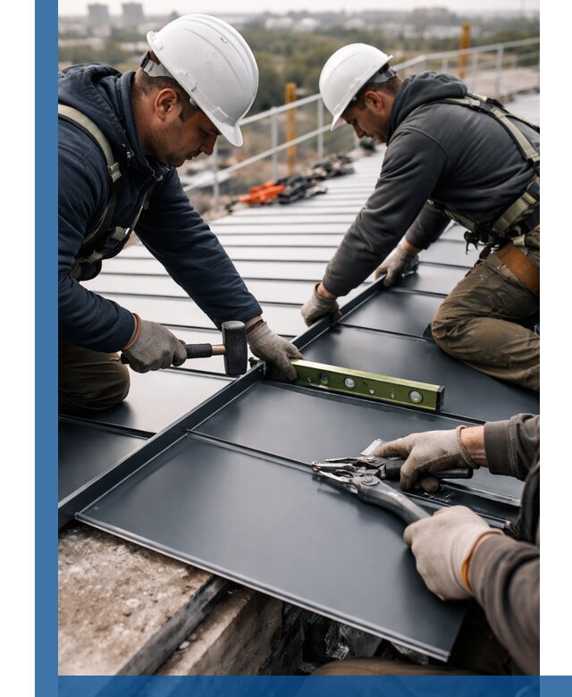 Монтаж фальцевой кровли в Устях-Лабинске для промышленных зданий