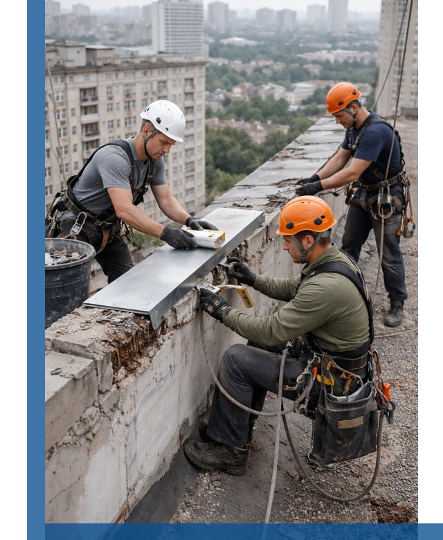 Ремонт парапета на кровле в Устях-Лабинске, высотные работы с гарантией