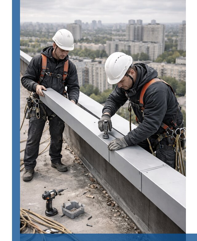 Монтаж парапетных крышек и ограждений кровли в Устях-Лабинске