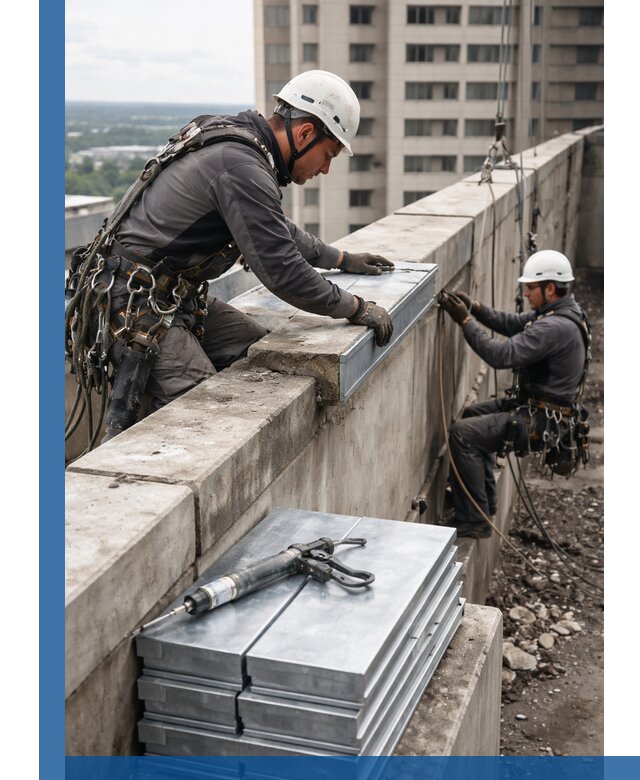 Замена парапетных крышек и установка новых в Устях-Лабинске