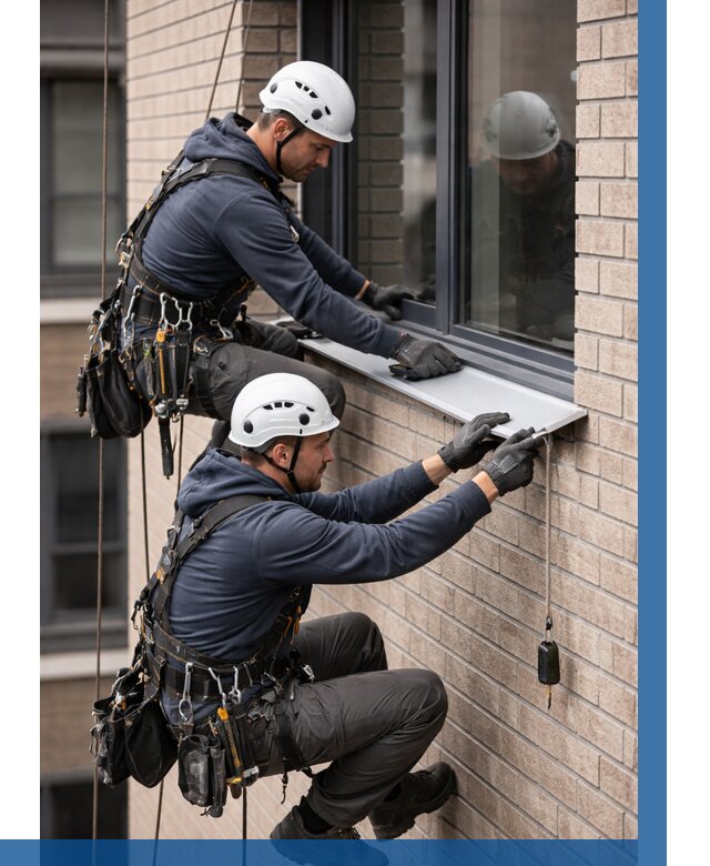 Монтаж оконных отливов под ключ в Устях-Лабинске от 3576 р. | ВЫСОТНИК-Улб