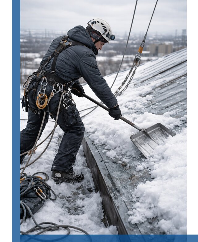 Профессиональная очистка кровли от снега и наледи в Устях-Лабинске