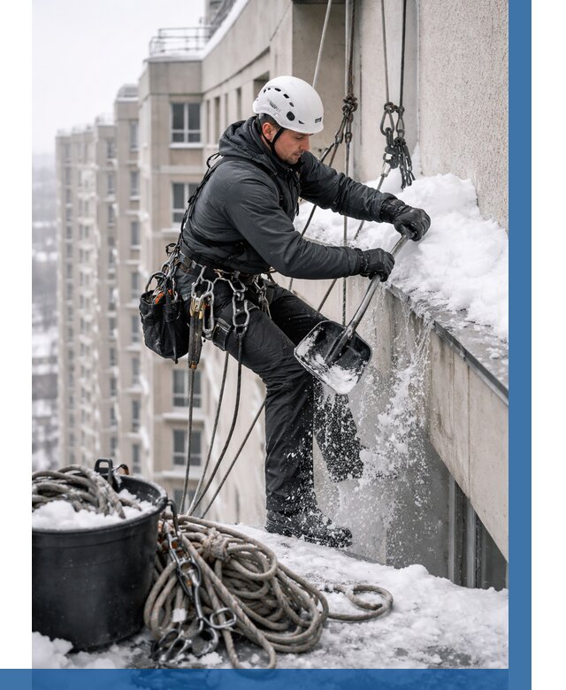 Очистка карнизов от снега в Устях-Лабинске от 306 р. | ВЫСОТНИК-Улб