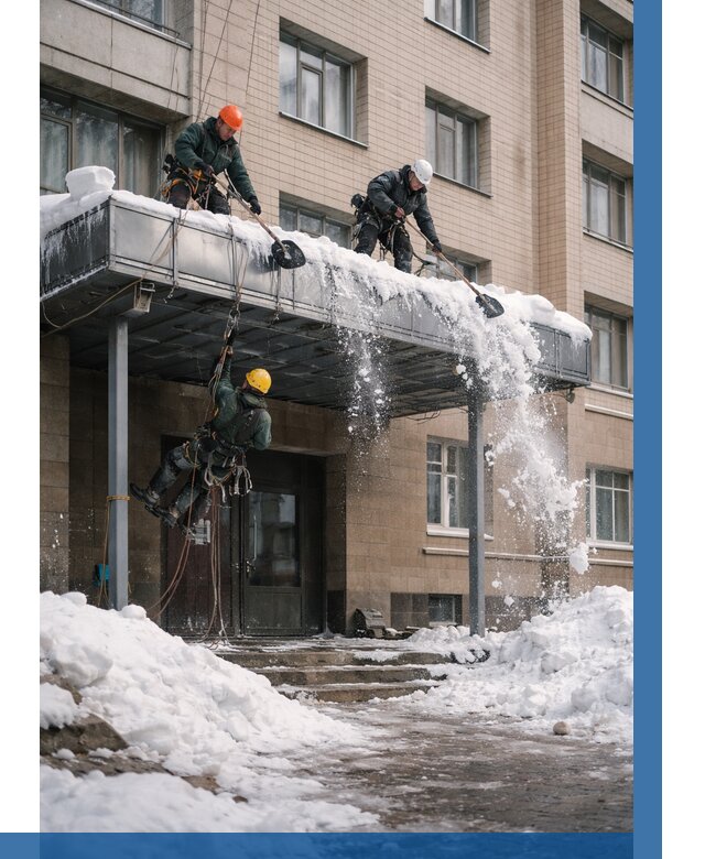 Очистка козырьков от снега в Устях-Лабинске от 3576 р. | ВЫСОТНИК-Улб