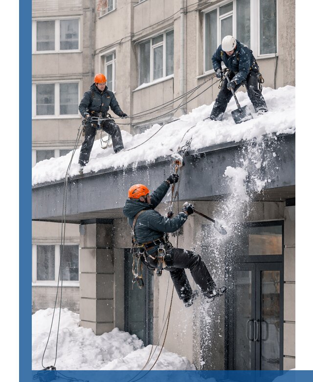 Безопасная очистка навесов от снега в Устях-Лабинске круглогодично