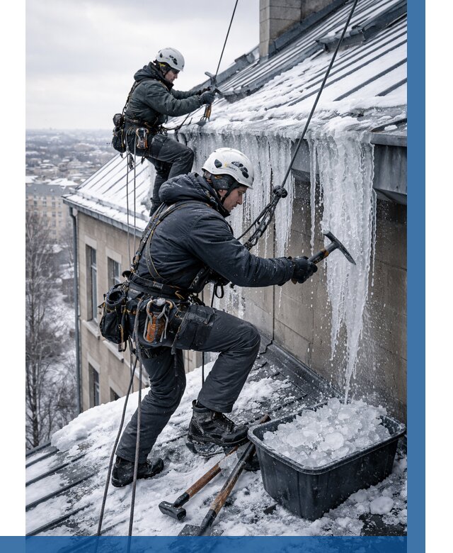 Удаление наледи с кровли в Устях-Лабинске от 5619 р. | ВЫСОТНИК-Улб