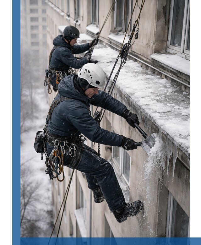 Удаление наледи и сосулек с карнизов в Устях-Лабинске профессионально