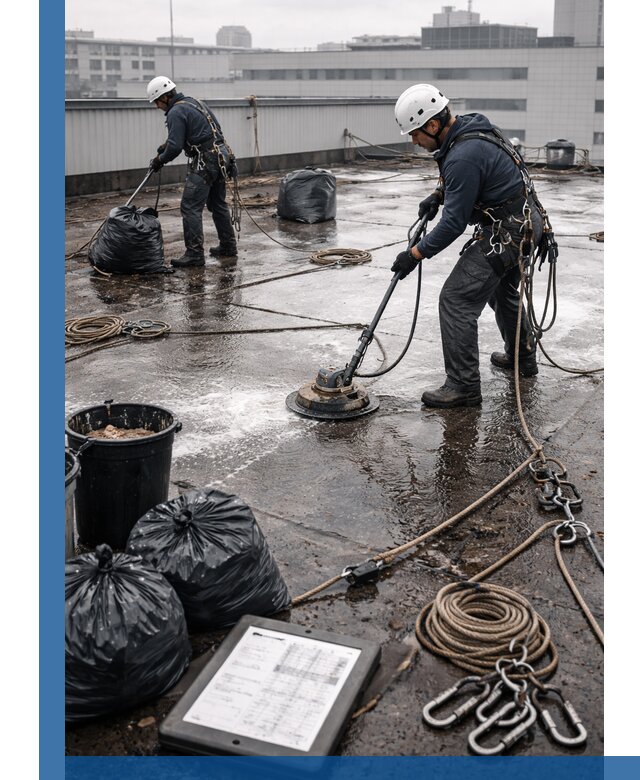 Плановая очистка кровли по графику в Устях-Лабинске для безопасности