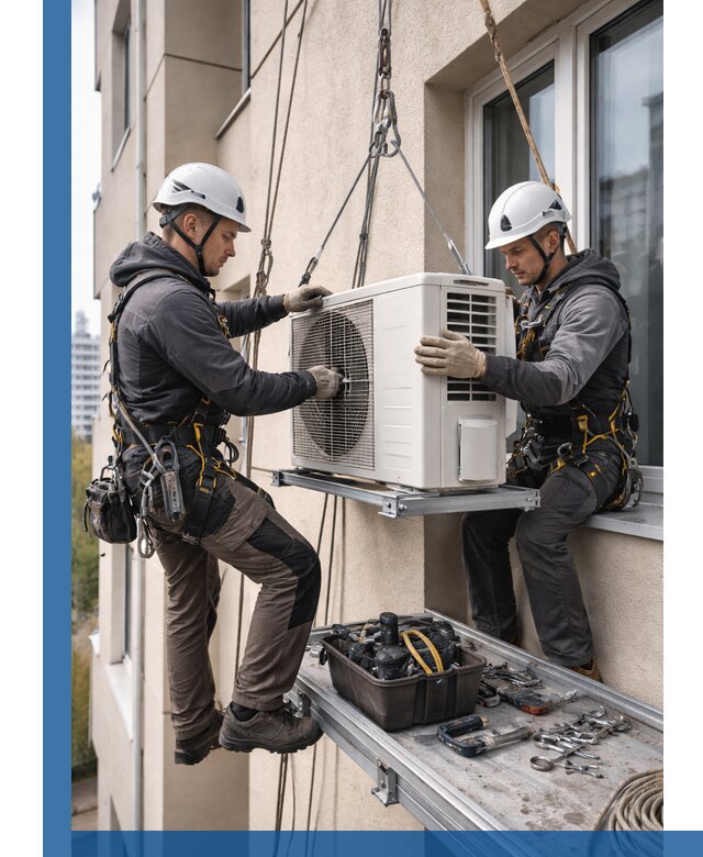 Перенос внешнего блока кондиционера в Устях-Лабинске с монтажом и крепежом