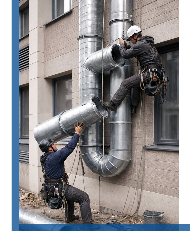 Монтаж фасадных воздуховодов в Устях-Лабинске с герметизацией и крепежом