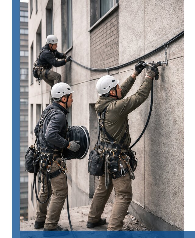 Прокладка кабеля по фасаду в Устях-Лабинске, профессиональный монтаж