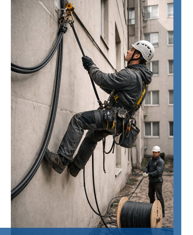 Протяжка кабеля питания на высоте в Устях-Лабинске от 460 р. | ВЫСОТНИК-Улб