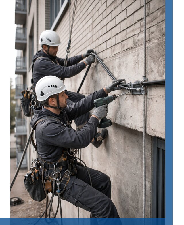 Крепление кабеля на фасаде в Устях-Лабинске от 358 р. | ВЫСОТНИК-Улб