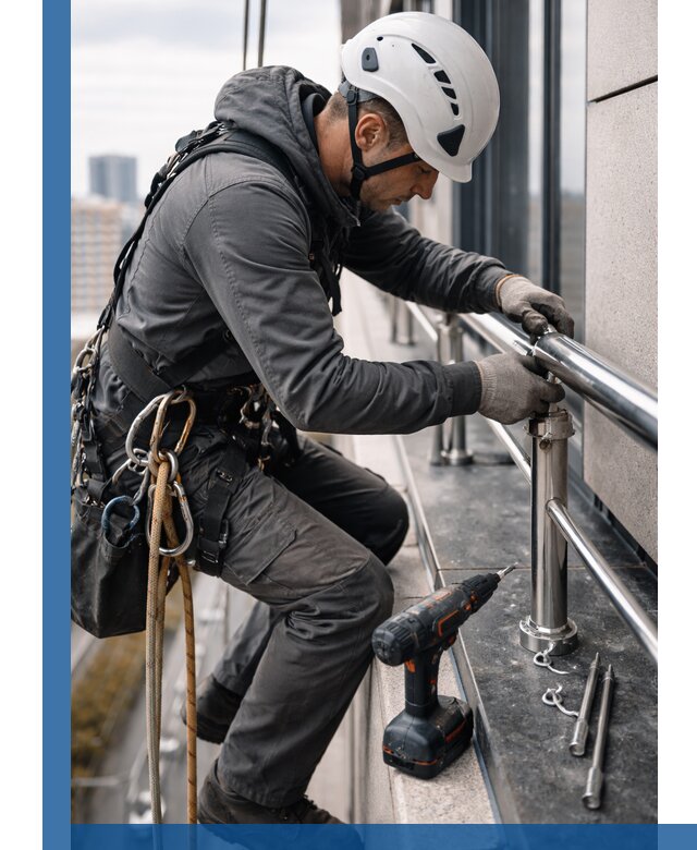 Монтаж ограждений на высоте в Устях-Лабинске для зданий и конструкций