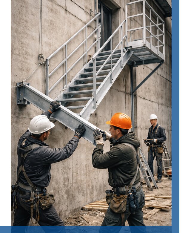 Монтаж металлических лестниц в Устях-Лабинске от 15324 р. | ВЫСОТНИК-Улб