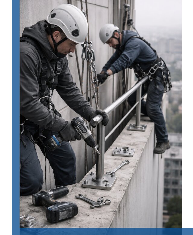 Монтаж перил на высоте в Устях-Лабинске для жилых и промобъектов