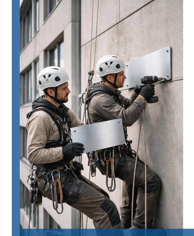 Монтаж табличек и указателей в Устях-Лабинске для зданий и сооружений