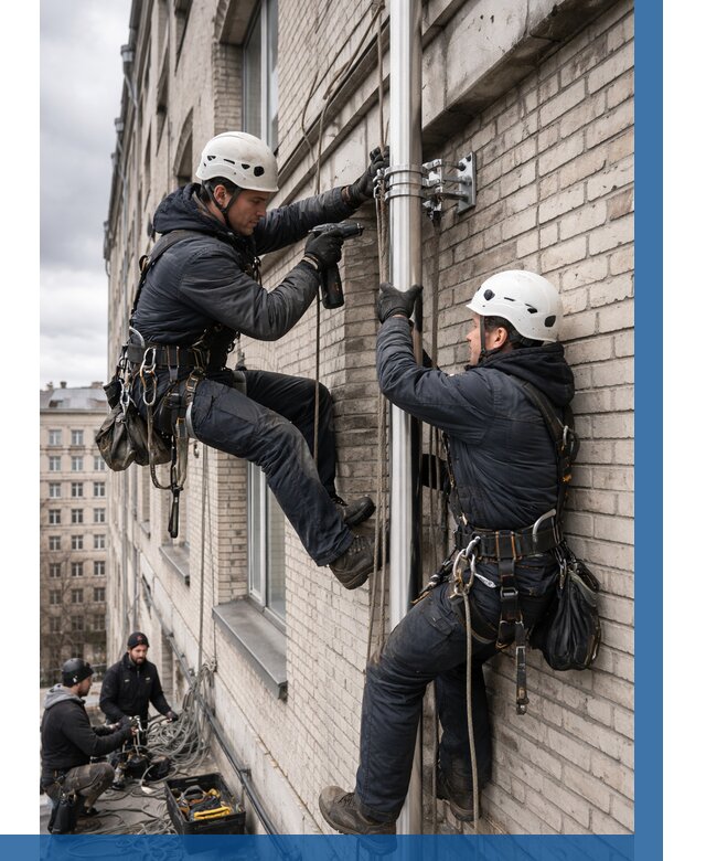 Монтаж флагштока на здании в Устях-Лабинске от 6640 р. | ВЫСОТНИК-Улб