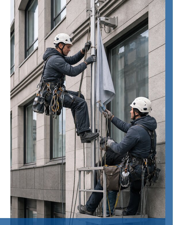 Установка флагов на фасаде в Устях-Лабинске от 4597 р. | ВЫСОТНИК-Улб