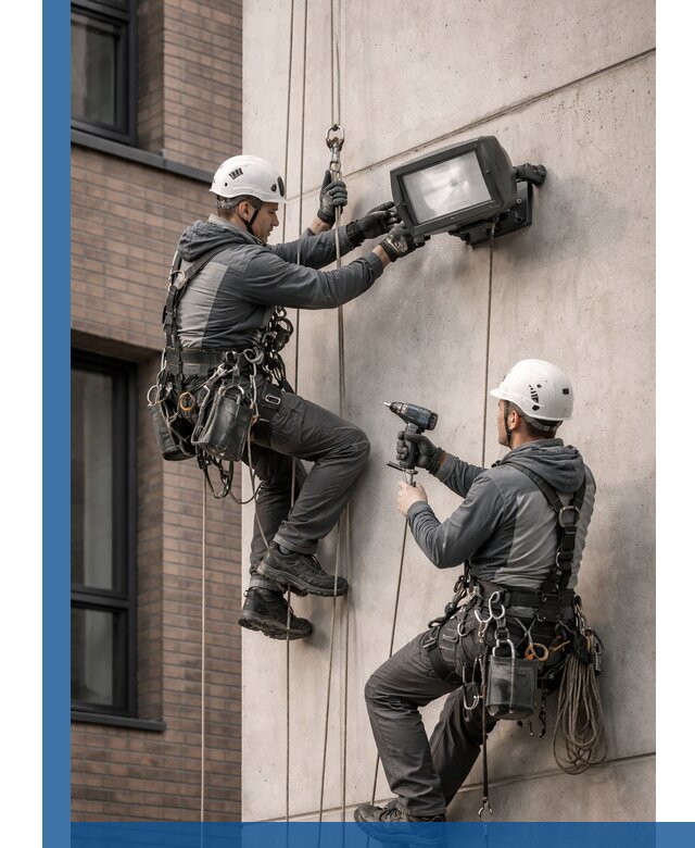 Профессиональный монтаж фасадных прожекторов в Устях-Лабинске под ключ